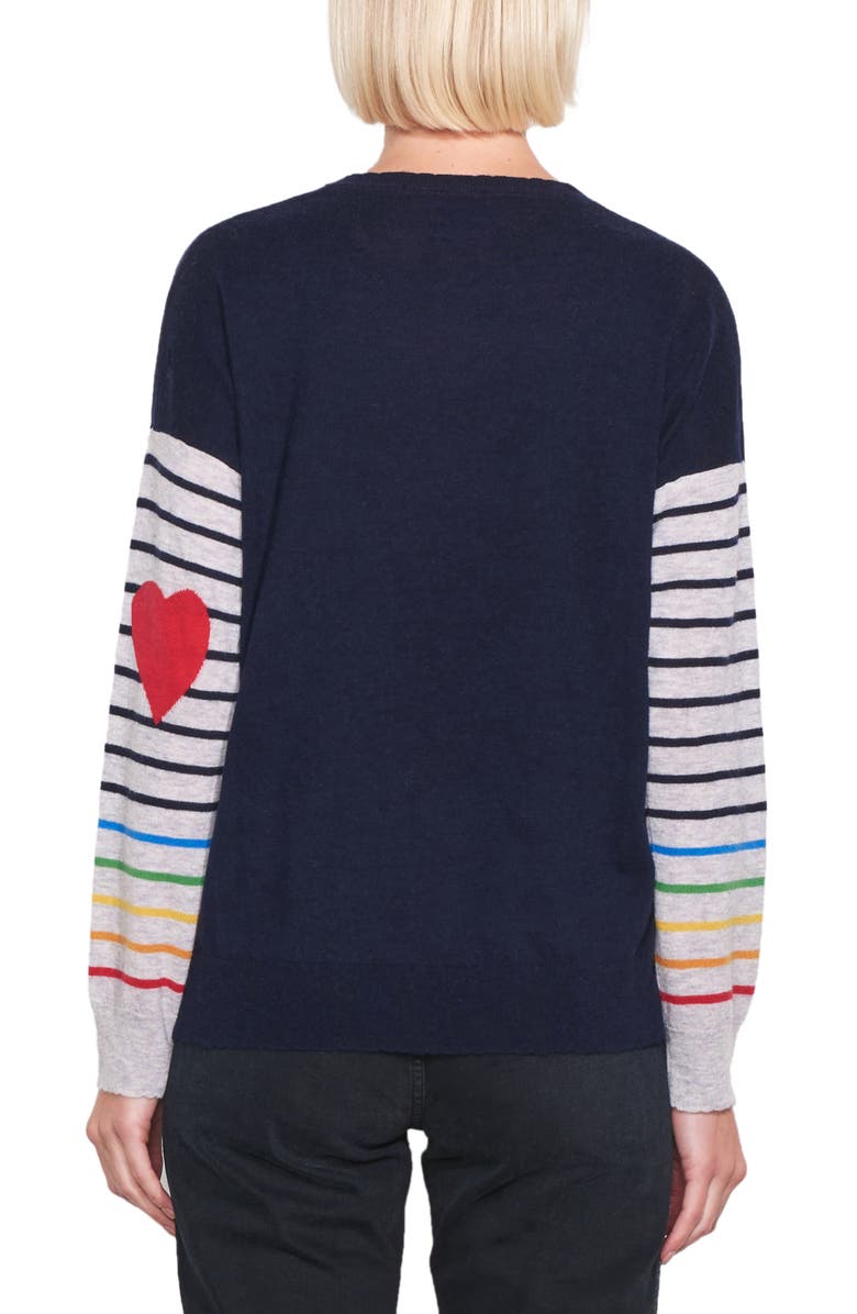 Sundry Rainbow Stripe Sleeves Wool & Cashmere Sweater, Alternate, color, 