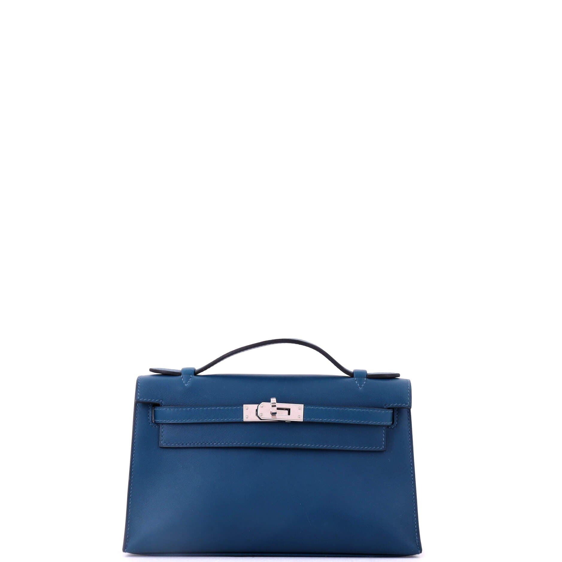 Pre-Owned Hermes Kelly Pochette Swift, Main, color, Deep Blue