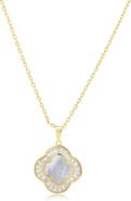 The Lovery Fine Jewelry Large Mother of Pearl CZ Clover Necklace