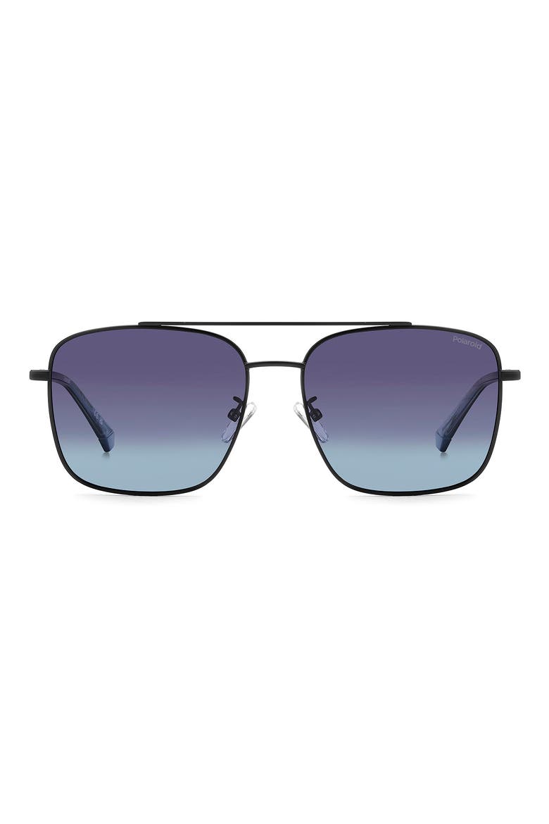 59mm Polarized Navigator Sunglasses, Alternate, color, MATTE BLACK/ BLUE SF POLAR