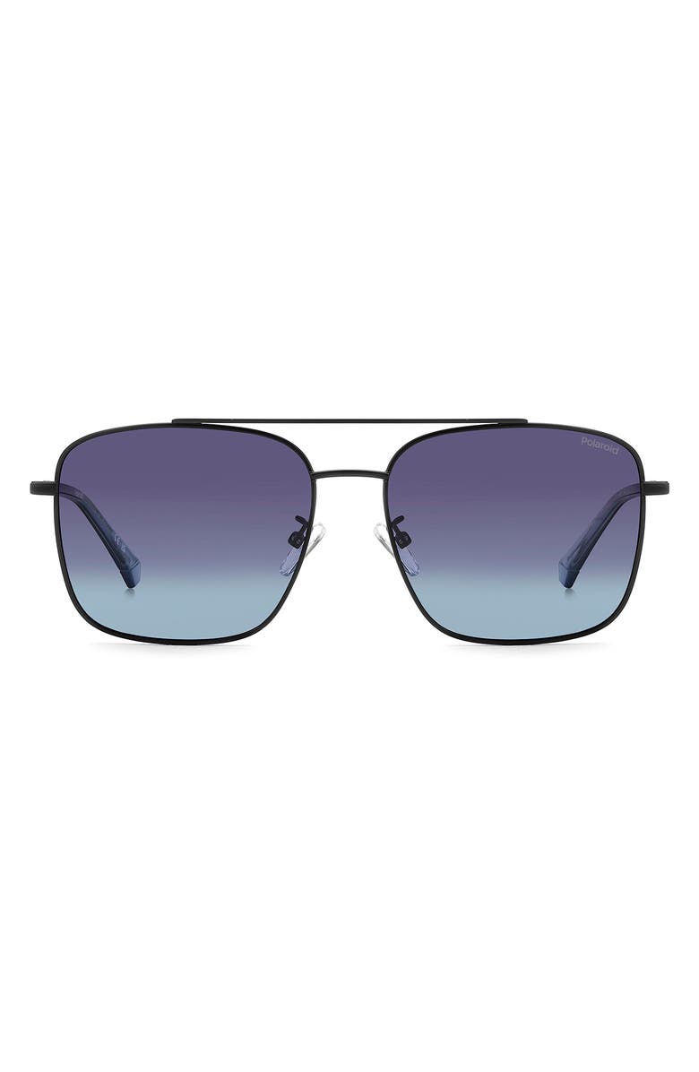 Polaroid 59mm Polarized Navigator Sunglasses, Alternate, color, Matte Black/ Blue Sf Polar