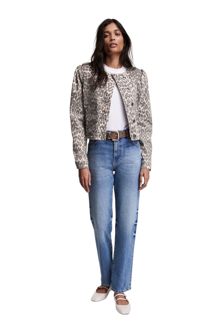 Leopard Print Denim Jacket, Main, color, Neutral