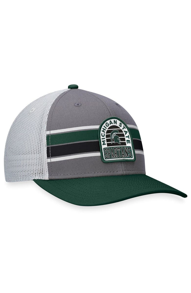TOP OF THE WORLD Men's Top of the World Gray/Green Michigan State Spartans Aurora Trucker Adjustable Hat, Alternate, color, Gray