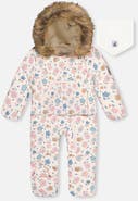 Deux par Deux Floral Snug Car Seat Fleece Neckwarmer One Piece Snowsuit