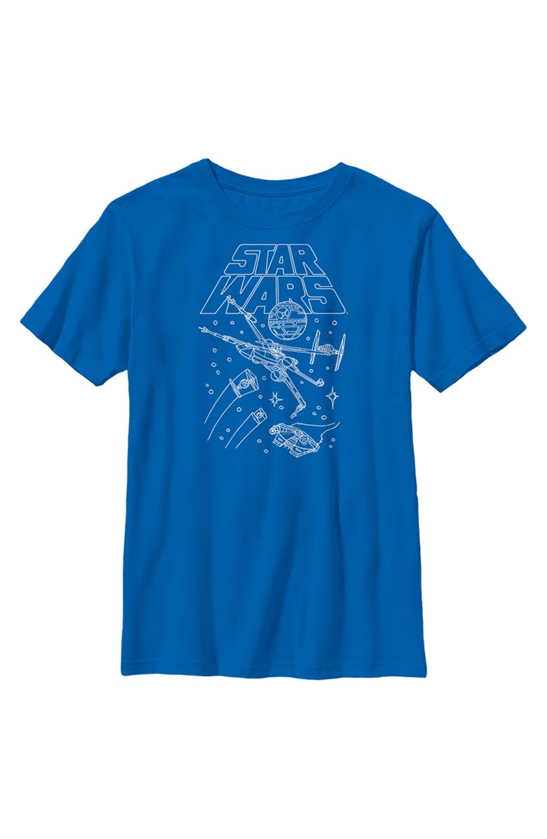 Star Wars Boy's Star Wars Star Ship Meeting  Graphic T-Shirt, Alternate, color, Royal Blue
