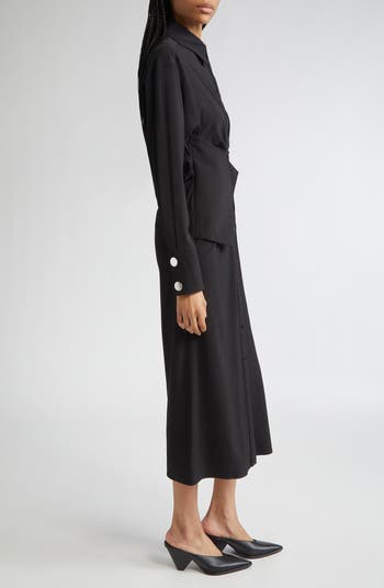 Pirania Ruched Long Sleeve Midi Shirtdress