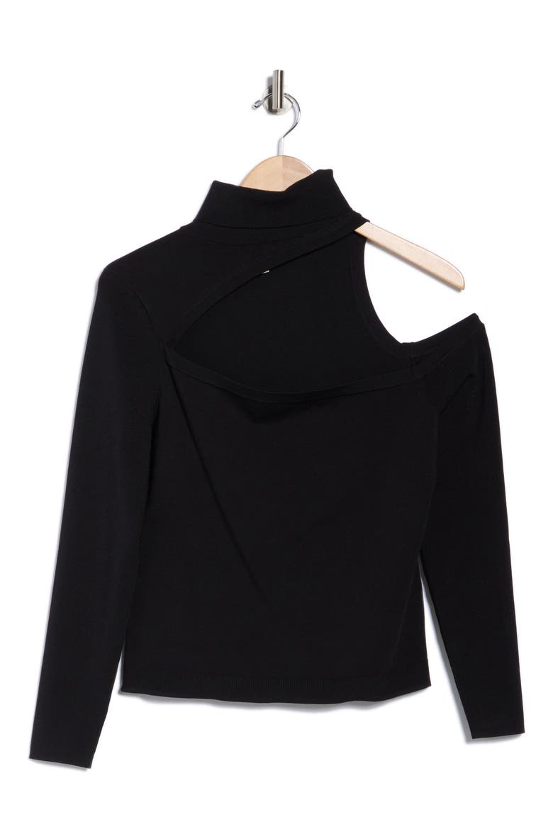 Azia Cutout Long Sleeve Turtleneck Top, Main, color, BLACK