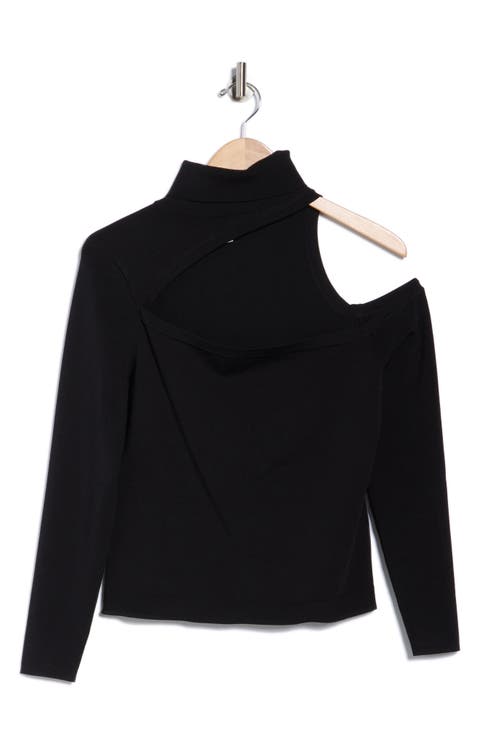Azia Cutout Long Sleeve Turtleneck Top