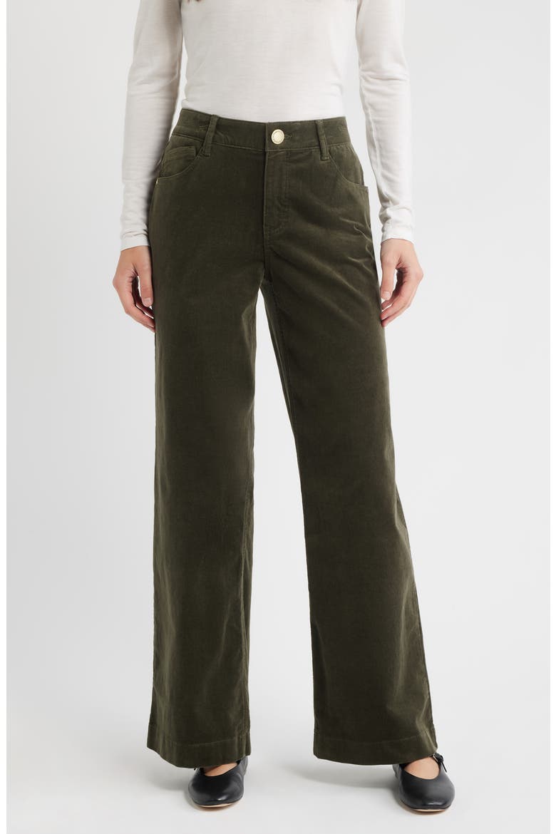 Sam High Waist Wide Leg Corduroy Pants, Main, color, DUFFEL GREEN