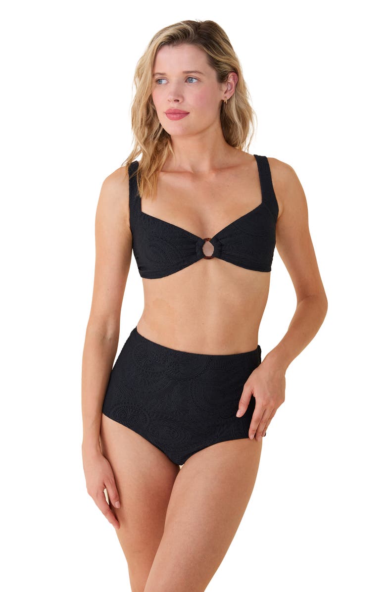 Andie Superhigh Waist Bikini Bottoms, Alternate, color, Black Paisley