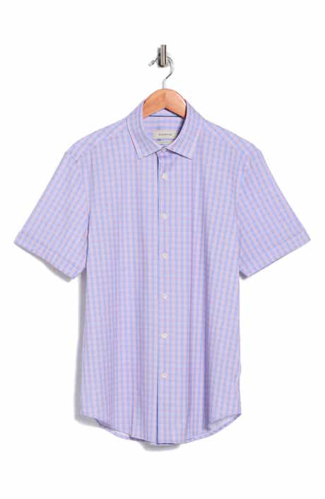 Bugatchi Plaid Stretch Cotton Short Sleeve Button-Up Shirt