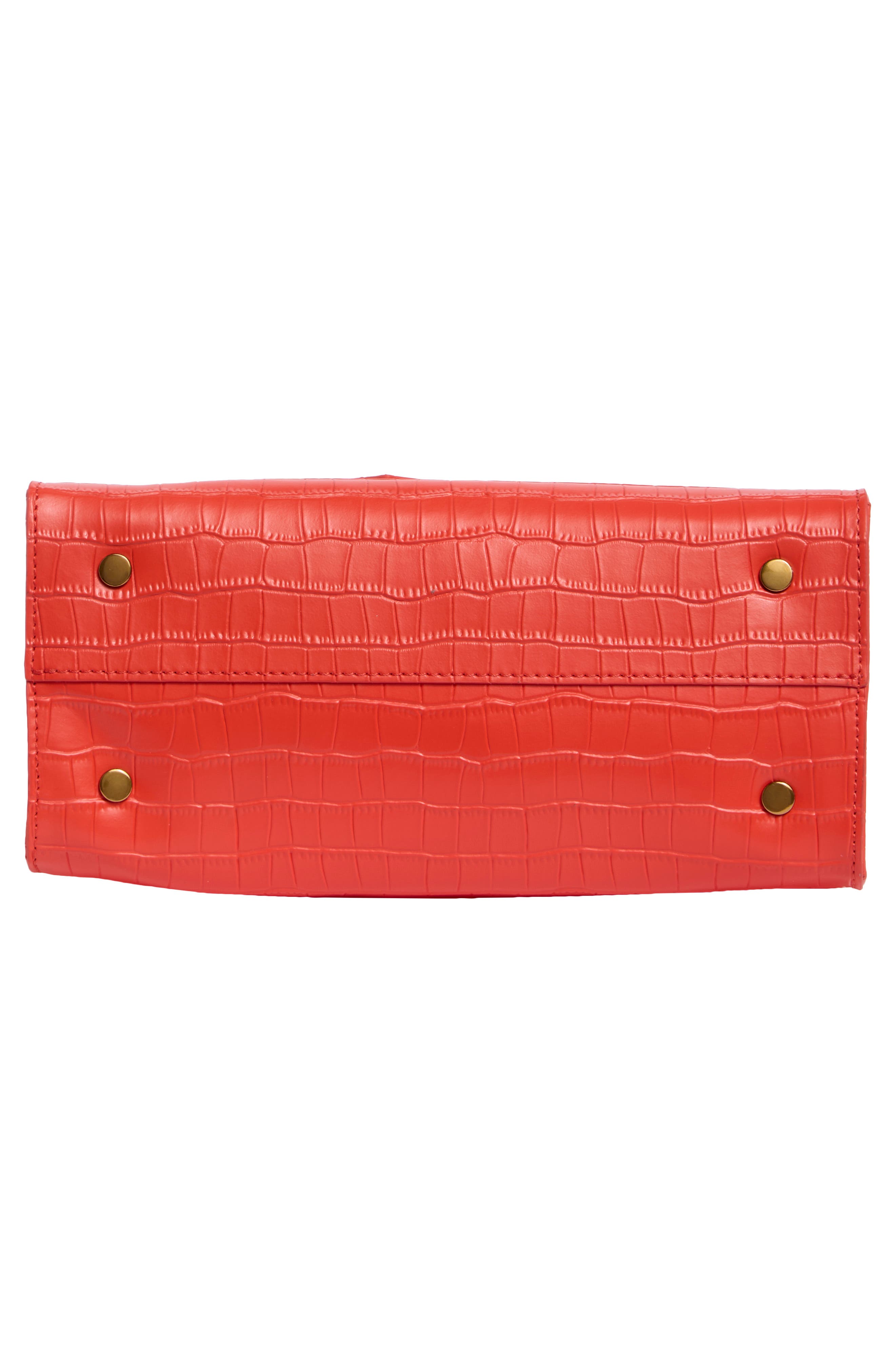 Small Highgate Croc Embossed Leather Tote, Alternate, color, ORANGE