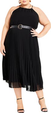 City Chic Sleeveless Pleat Dress