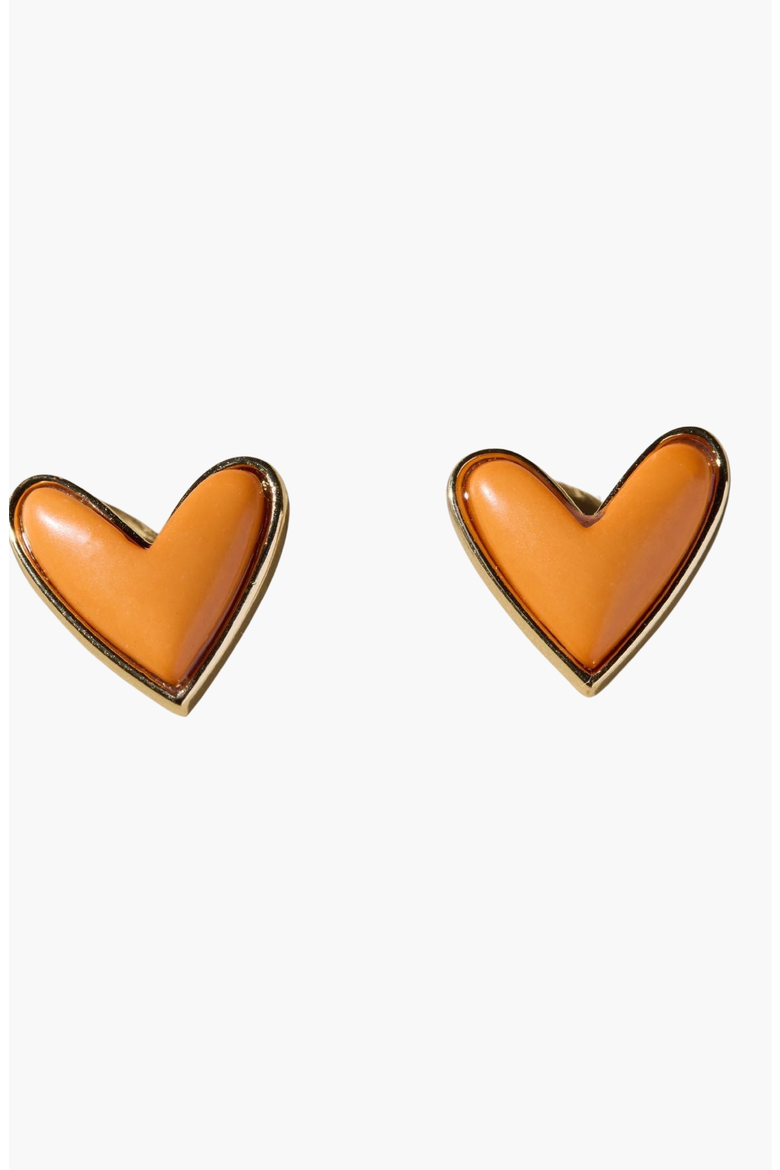 Sweetheart Stud Earrings, Main, color, Orange Stone
