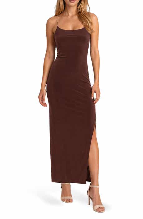 Chain-Trimmed Strap Maxi Dress