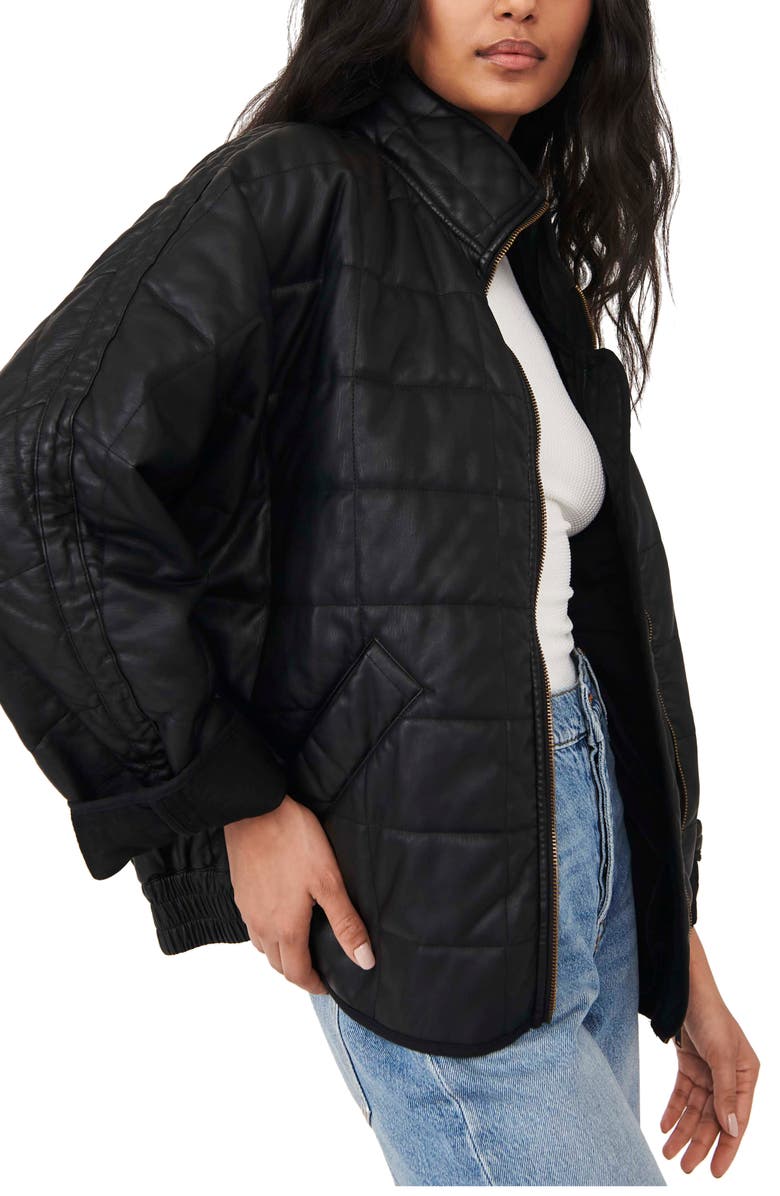Free People Quilted Faux Leather Jacket, Alternate, color,