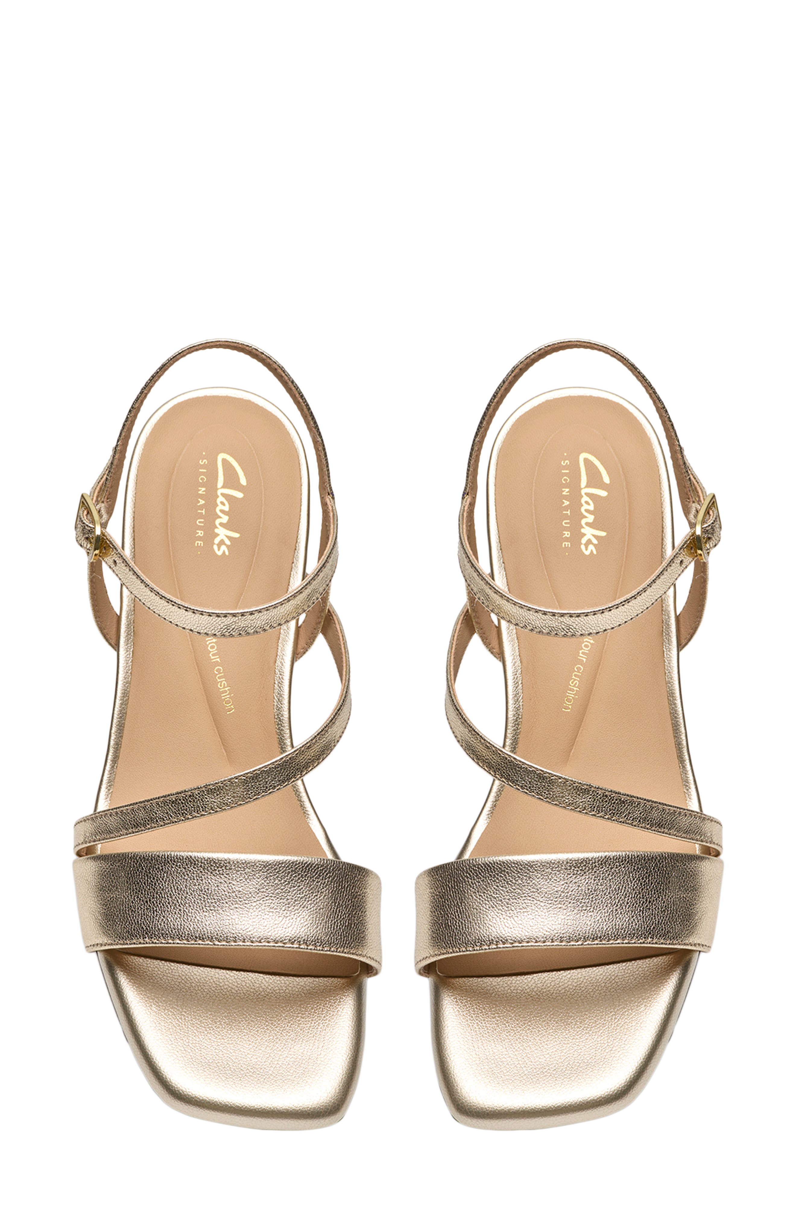 Clarks<sup>®</sup> Serina 35 Strappy Sandal, Alternate, color, Gold Leather