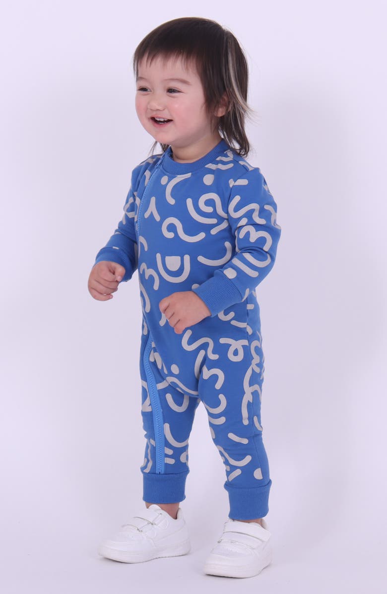 TINY TRIBE Organic Elements Print Cotton Fleece Romper, Alternate, color, 