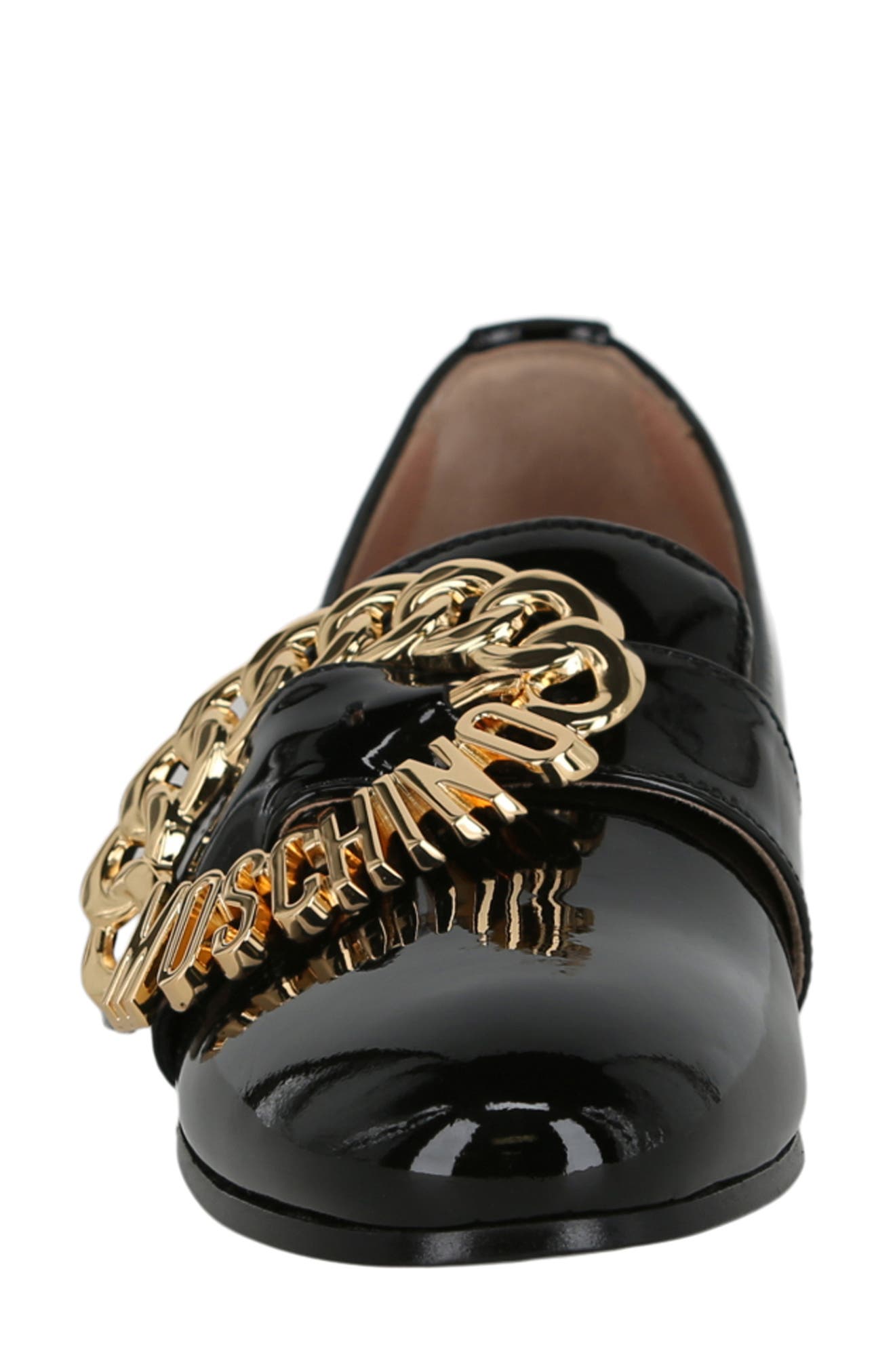 Moschino Logo Chain Loafer, Alternate, color, Black