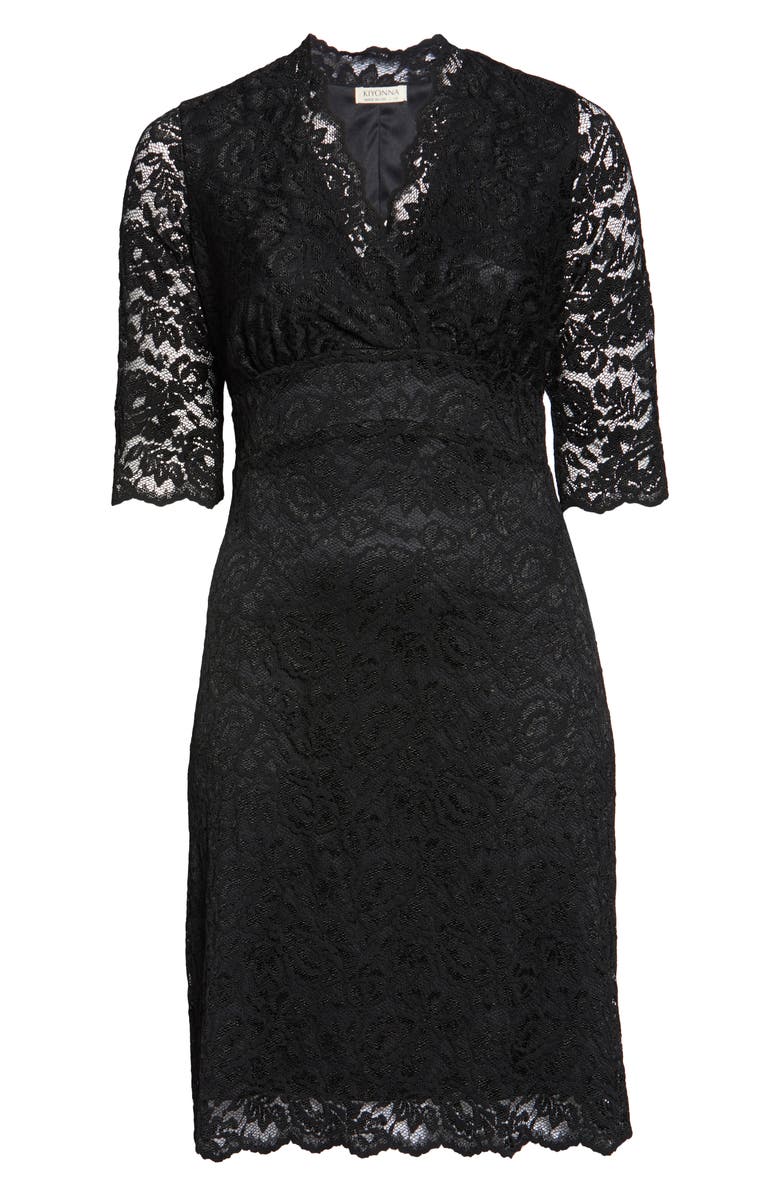 Kiyonna Scalloped Boudoir Lace Sheath Dress, Alternate, color, Onyx
