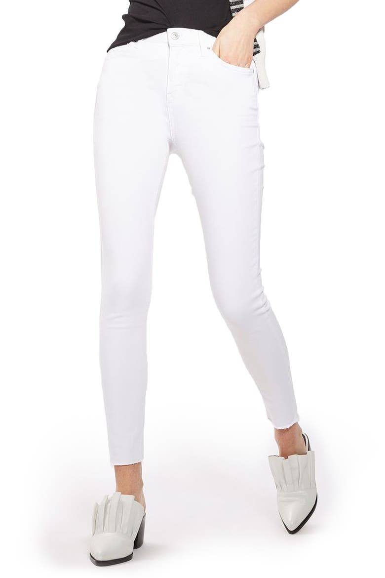 Jamie Raw Hem Skinny Jeans, Main, color, WHITE