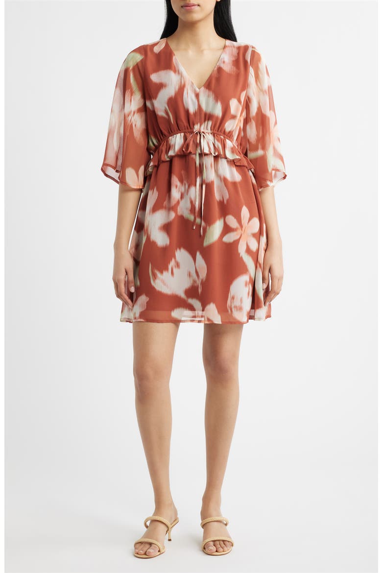 Abstract Floral Print Minidress, Main, color, PAPRIKA