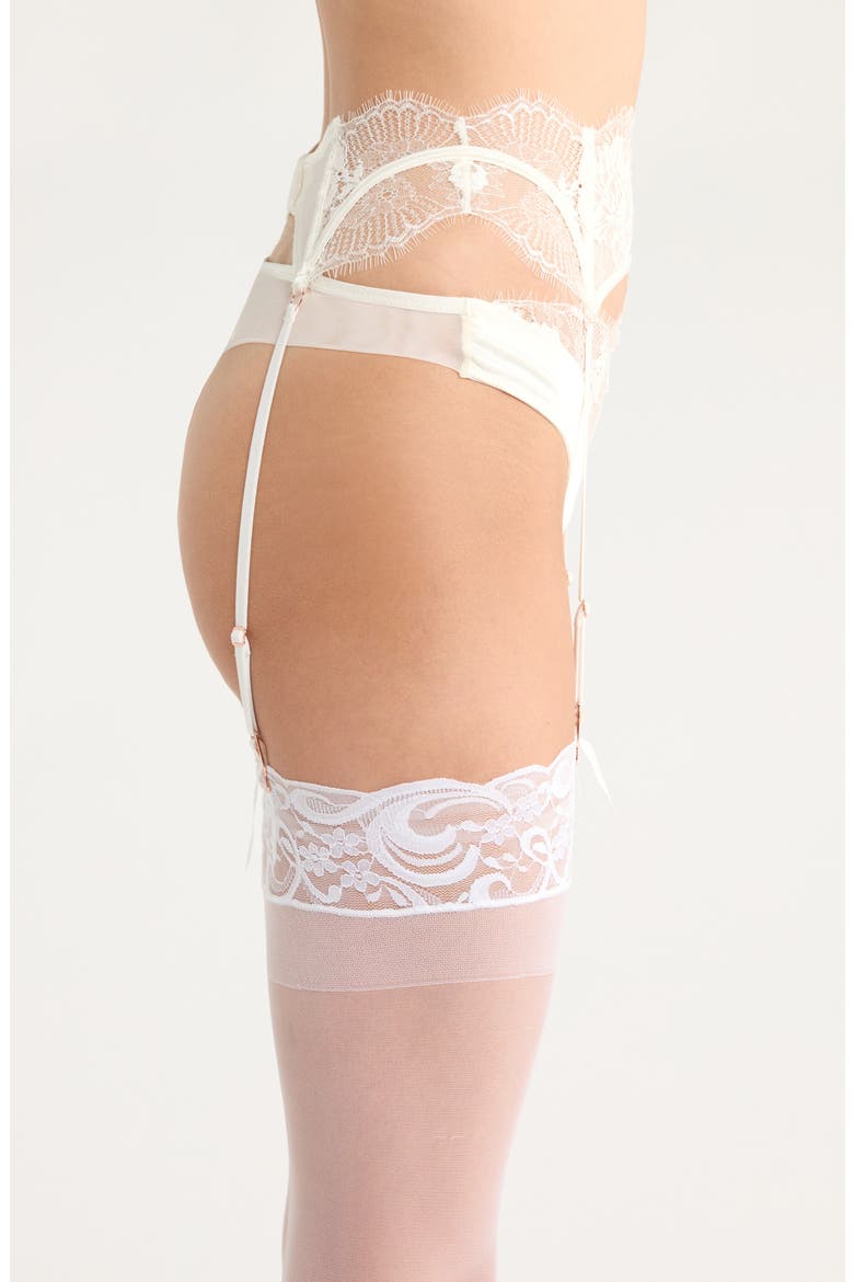 Tiah Lace Garter Belt, Alternate, color, SNOW WHITE