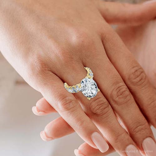 Bliss Diamond Certified 6ct Oval Diamond Engagement Ring 14k Gold Lab Grown