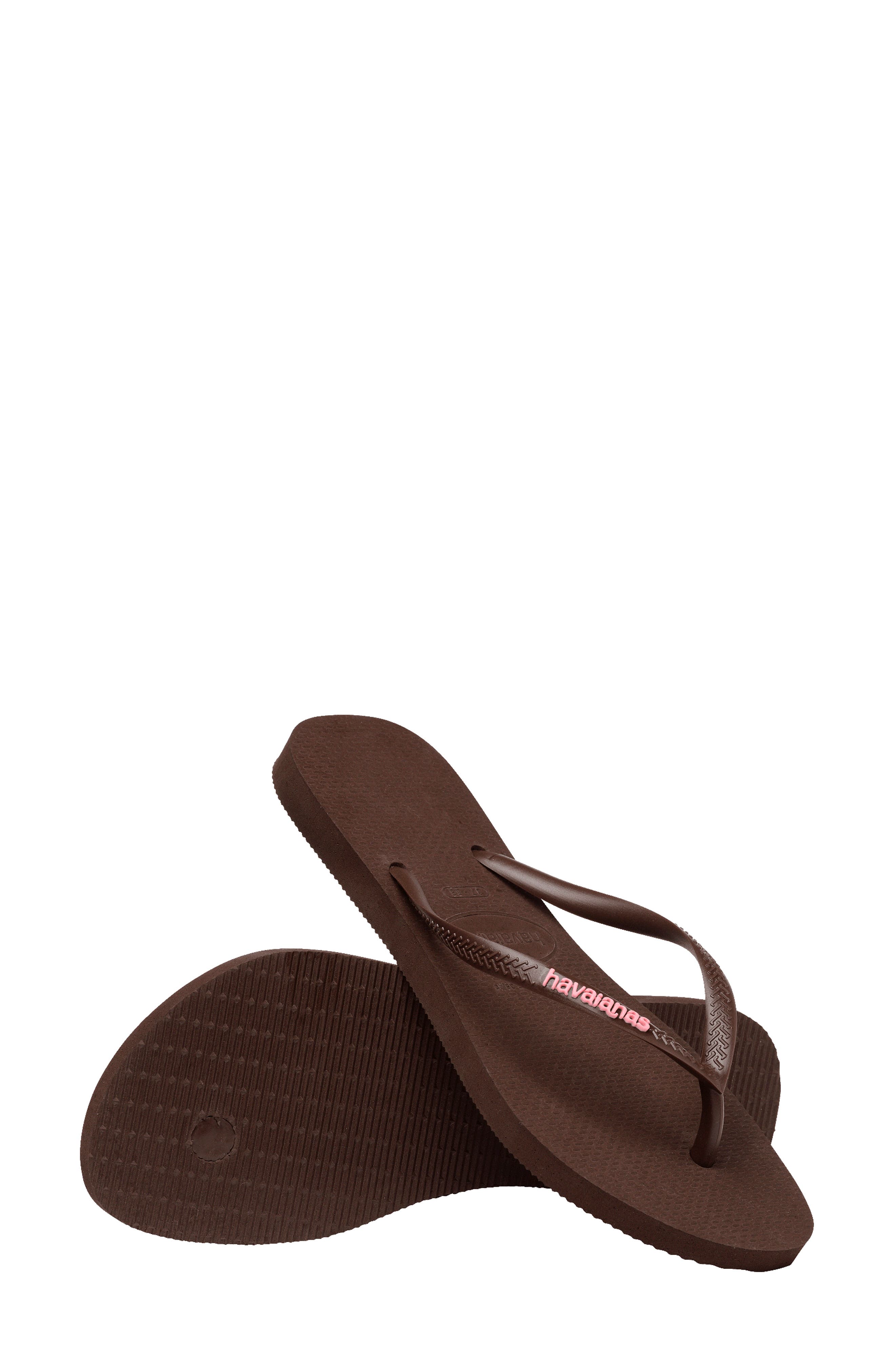 Slim Logo Flip Flop, Alternate, color, DARK BROWN