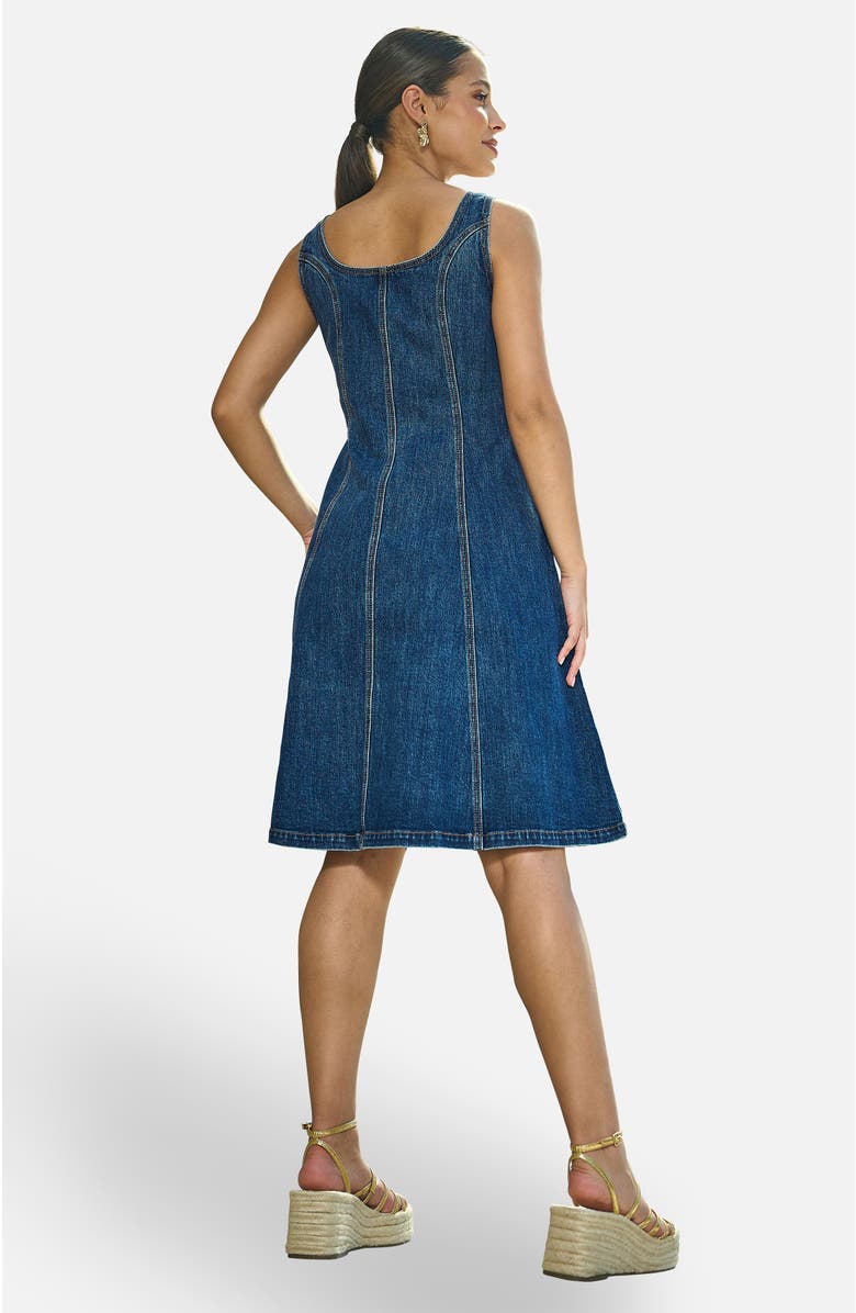Yumi Stretch Denim Panel Fitted Dress, Alternate, color, Blue