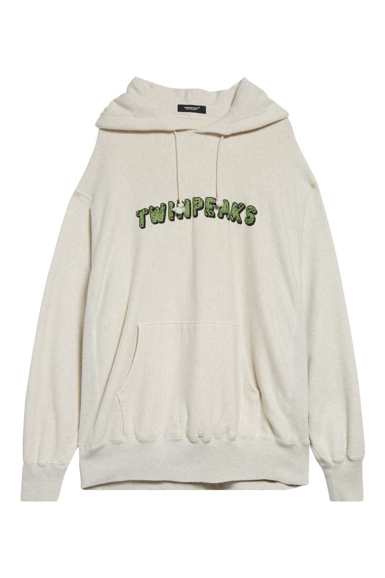 'Twin Peaks' Oversize Cotton Graphic Hoodie, Alternate, color, IVORY
