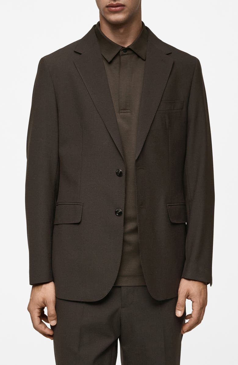 MANGO Slim Fit Wool Blend Sport Coat, Main, color, Brown