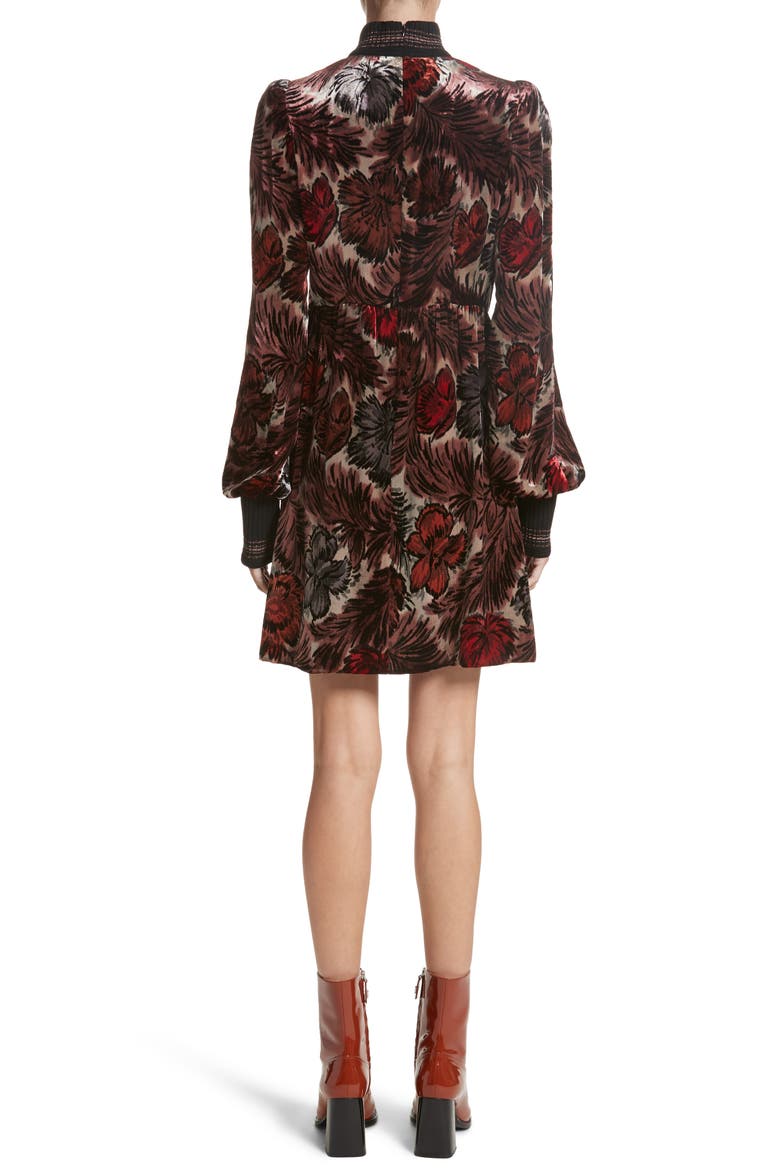 Floral Velvet Mock Neck Dress, Alternate, color, MULTI