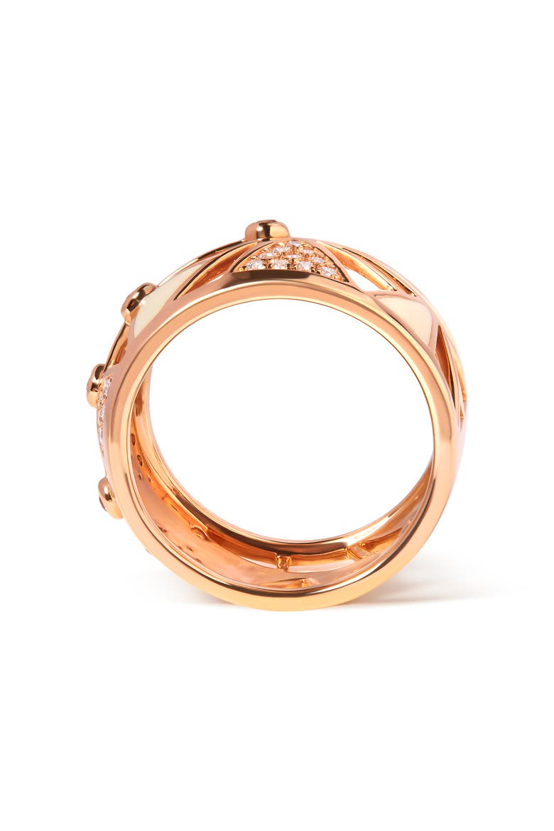 14K Gold 1/3 Cttw Diamond & Tourmaline Cigar Band Ring, Alternate, color, Pink