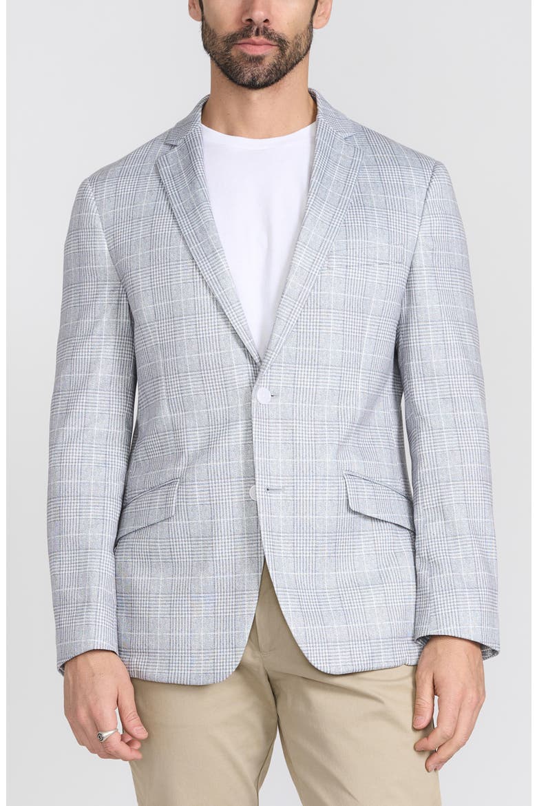 Gray Plaid Blazer, Main, color, GREY