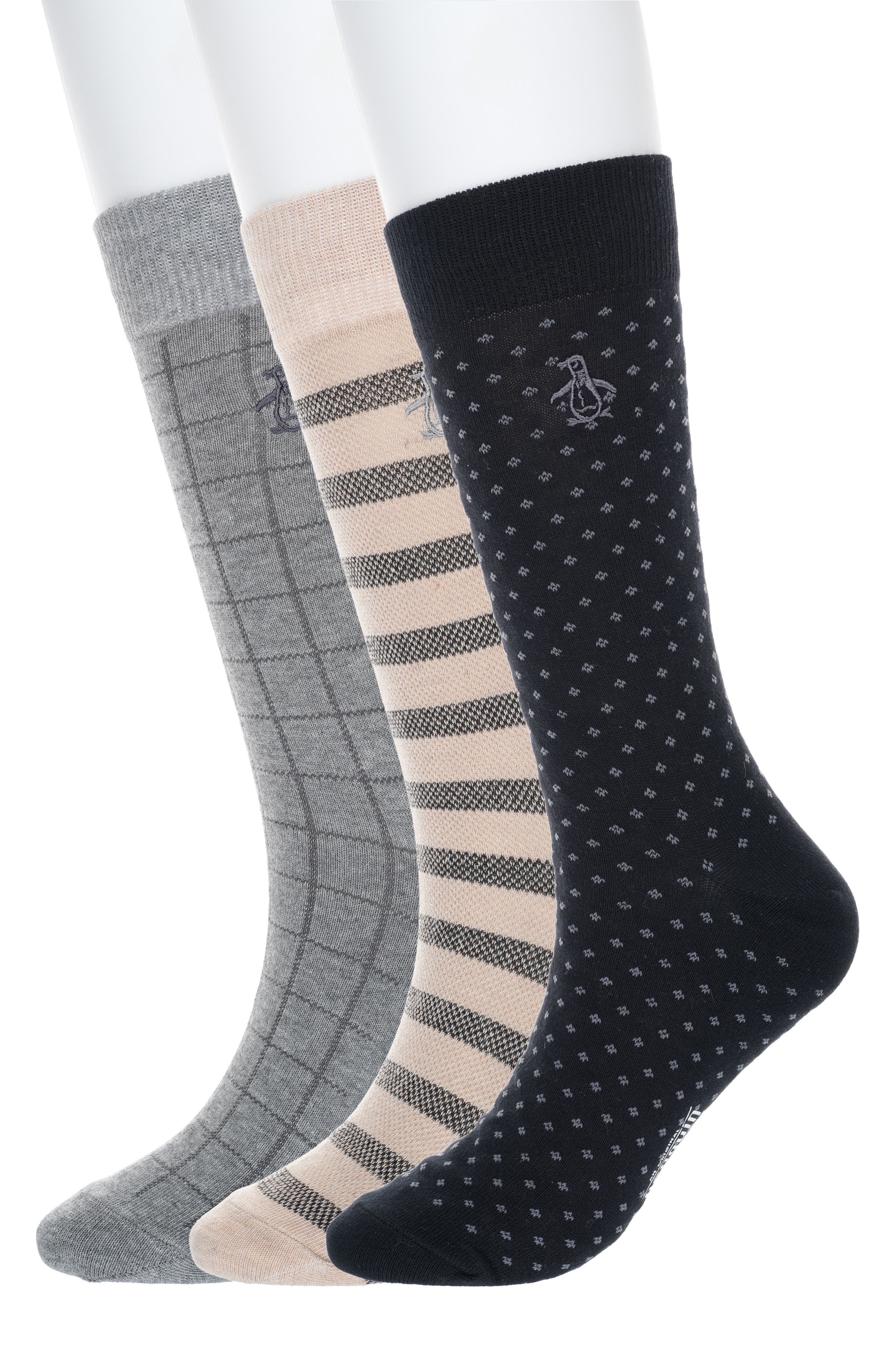 Original Penguin Assorted 3-Pack Crew Socks