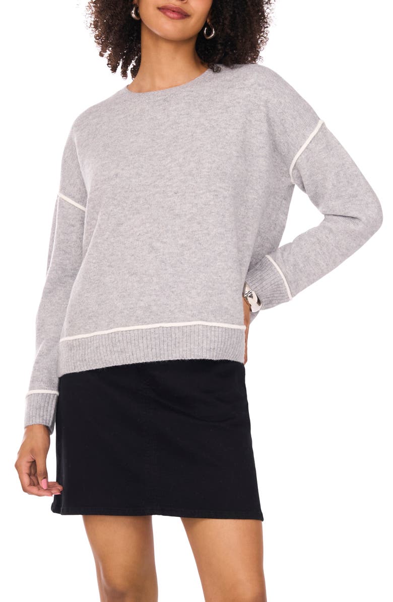 Vince Camuto Contrast Sweater, Main, color, Light Heather Grey