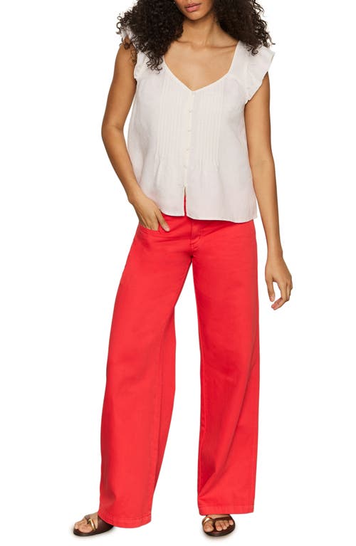 Sanctuary The Time Off Pintuck Pleat Linen Blend Top In White