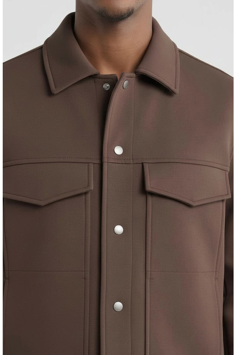 Double Face Performance Twill Trucker Jacket, Alternate, color, CHOCOLATE