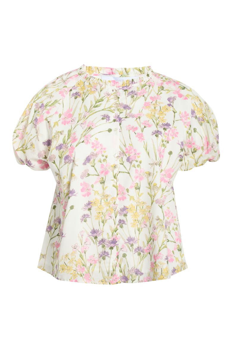 Lita Floral Avy Cotton Button-Up Top, Alternate, color, WHITE MULTI