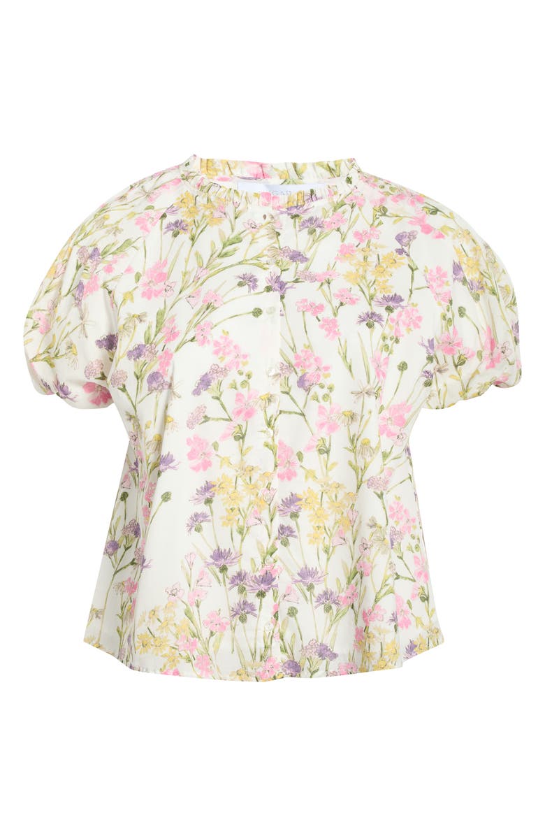 SUGARLIPS Lita Floral Avy Cotton Button-Up Top, Alternate, color, White Multi