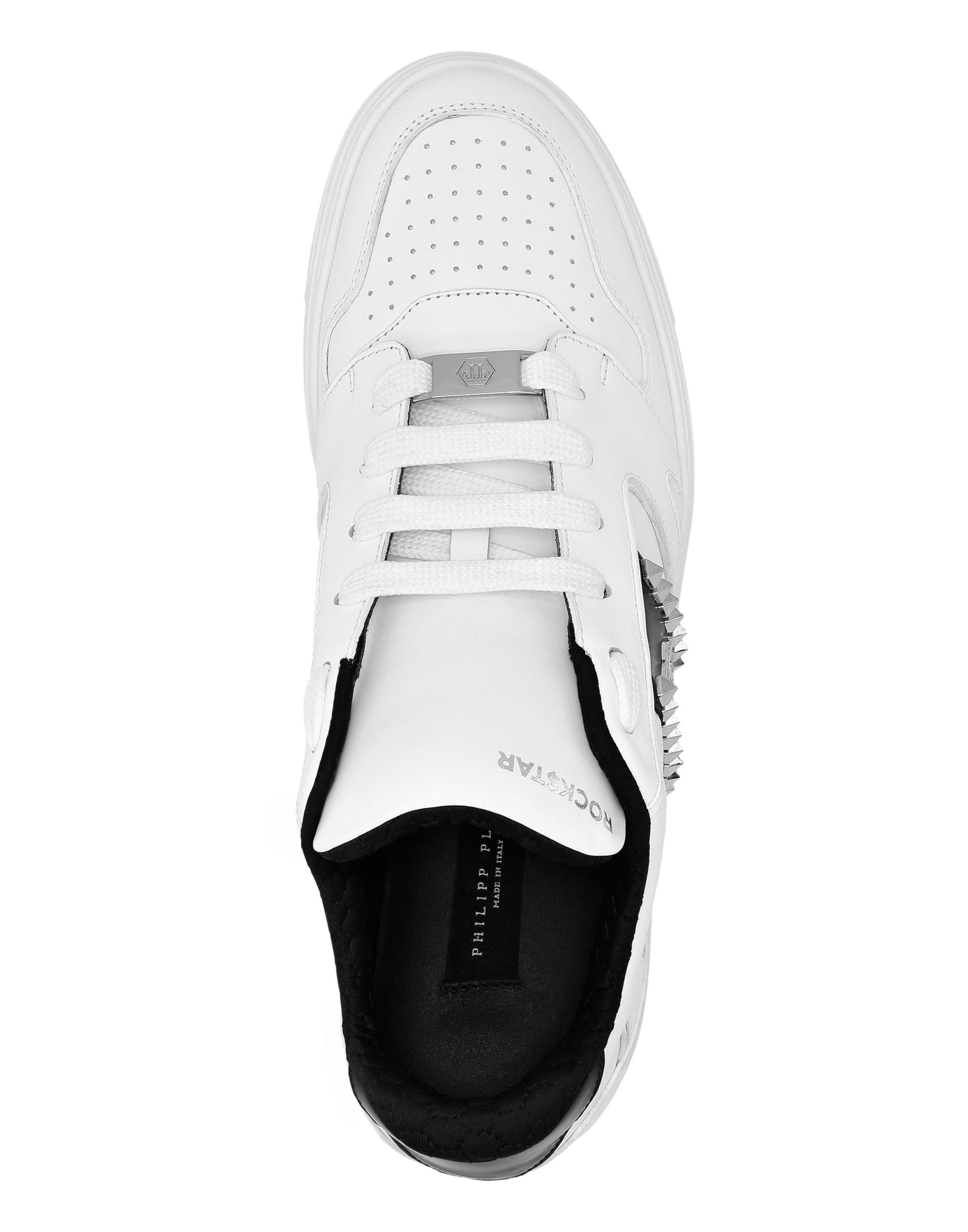 Nappa Leather Lo-Top Sneakers Studs Unisex, Alternate, color, white/black