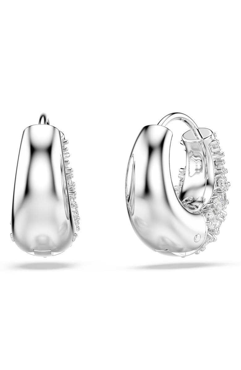 Swarovski Sublima Crystal Huggie Hoop Earrings, Alternate, color, Rhodium/ White
