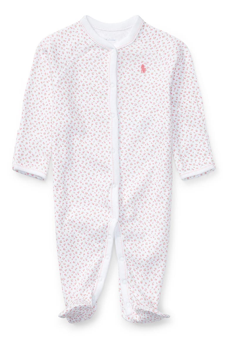 Floral Print Cotton Footie, Main, color, GIRL FLORAL PRINT