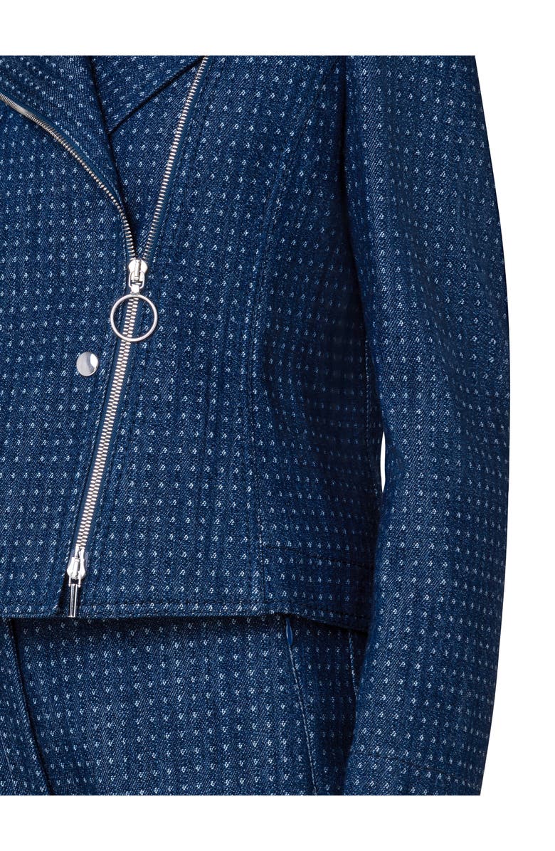 Akris punto Asymmetric Pin Dot Denim Biker Jacket, Alternate, color,