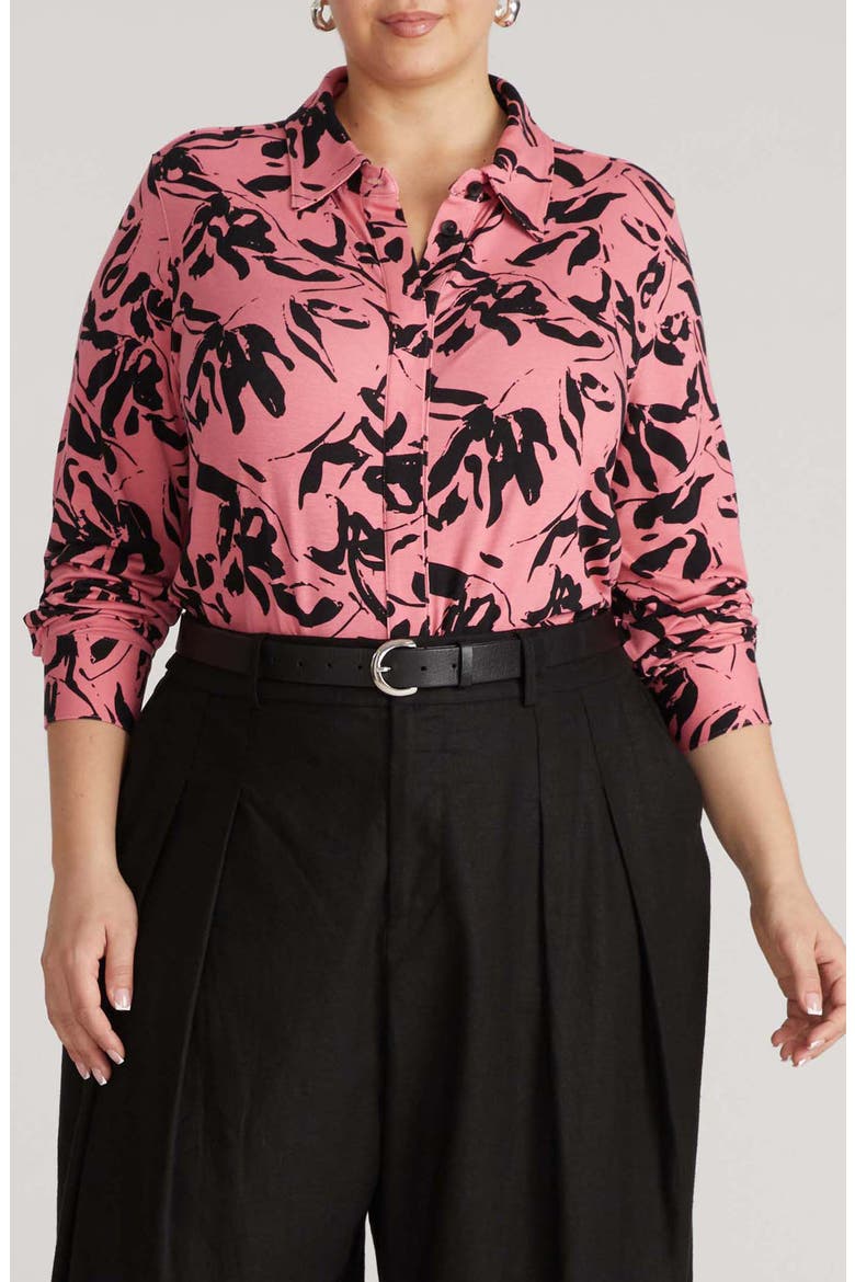 Elbe Button-Up Shirt, Main, color, PINK SGRAFITTO PRINT