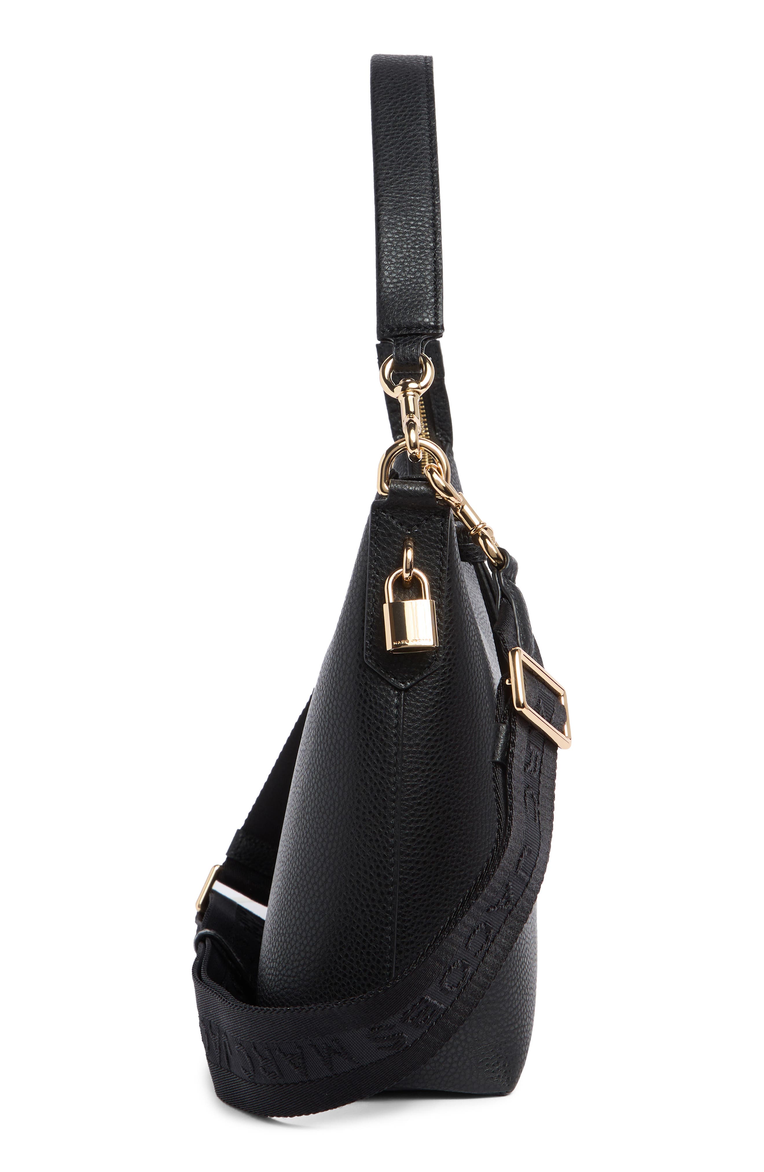 Marc Jacobs Drifter Pebbled Leather Large Hobo Bag, Alternate, color, Black