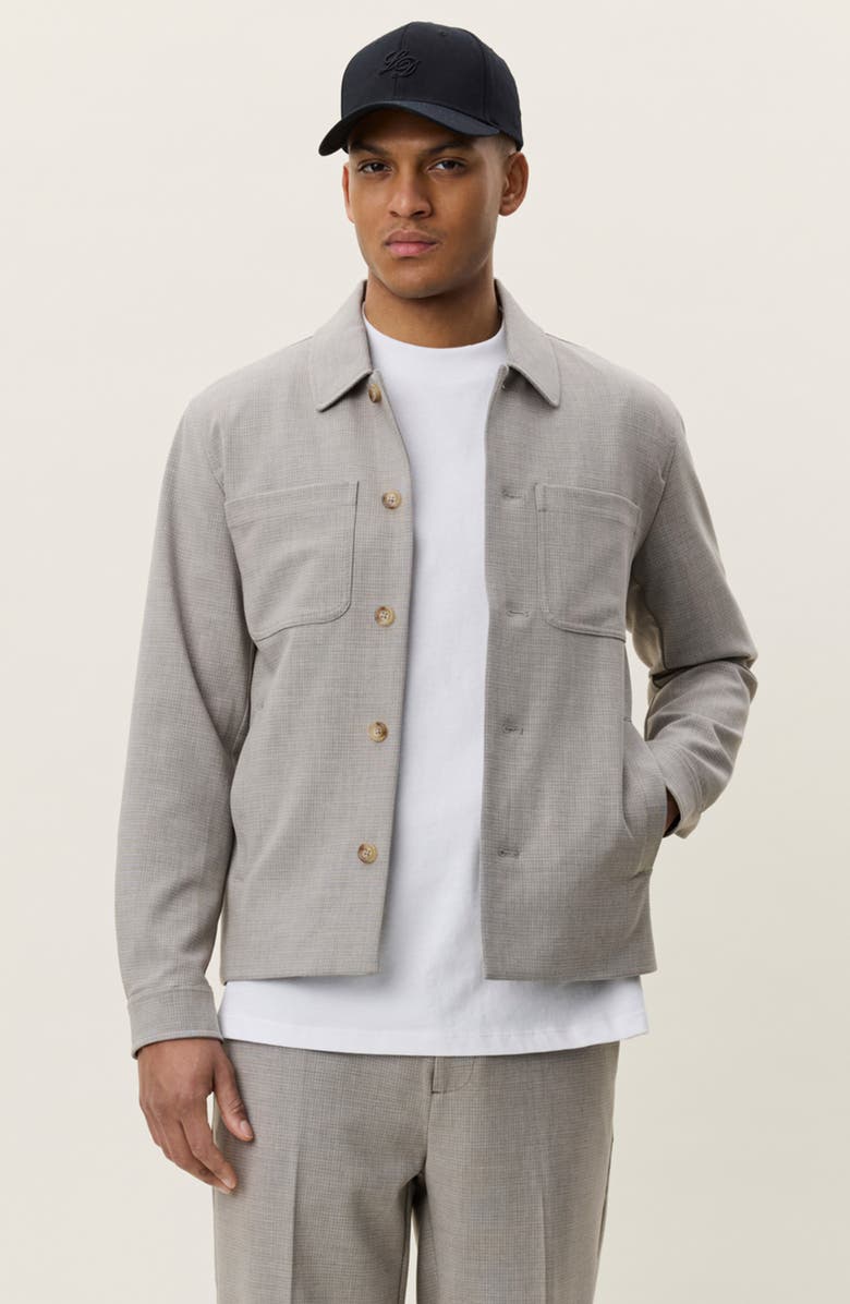 Les Deux Mini Check Hybrid Shirt Jacket, Alternate, color, Bungee Cord Brown