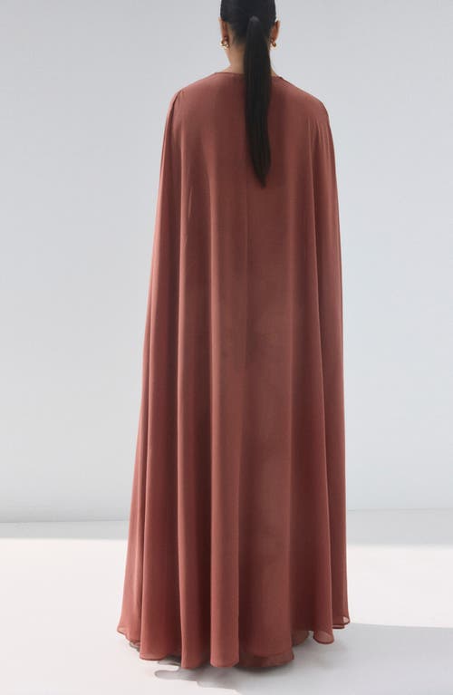 Mango Tie Front Long Cape In Brown