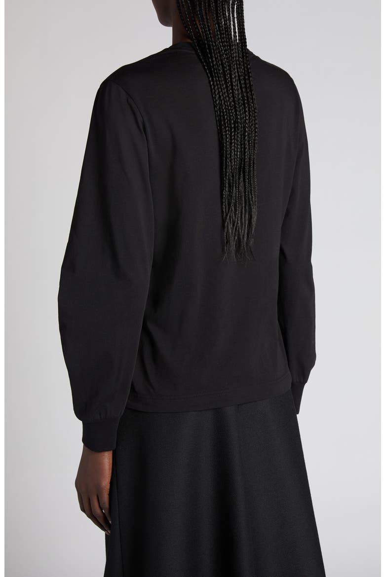 Pleated Long Sleeve T-Shirt, Alternate, color, BLACK